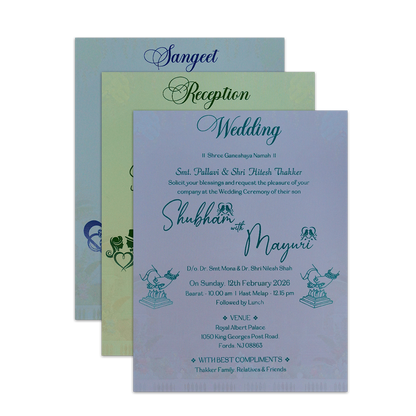 Blue Royal Couple Padded Wedding Card-KSH73150