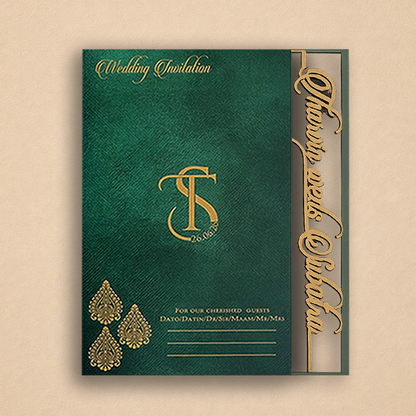 Green MDF Laser Cut Invitation Card - KVR103
