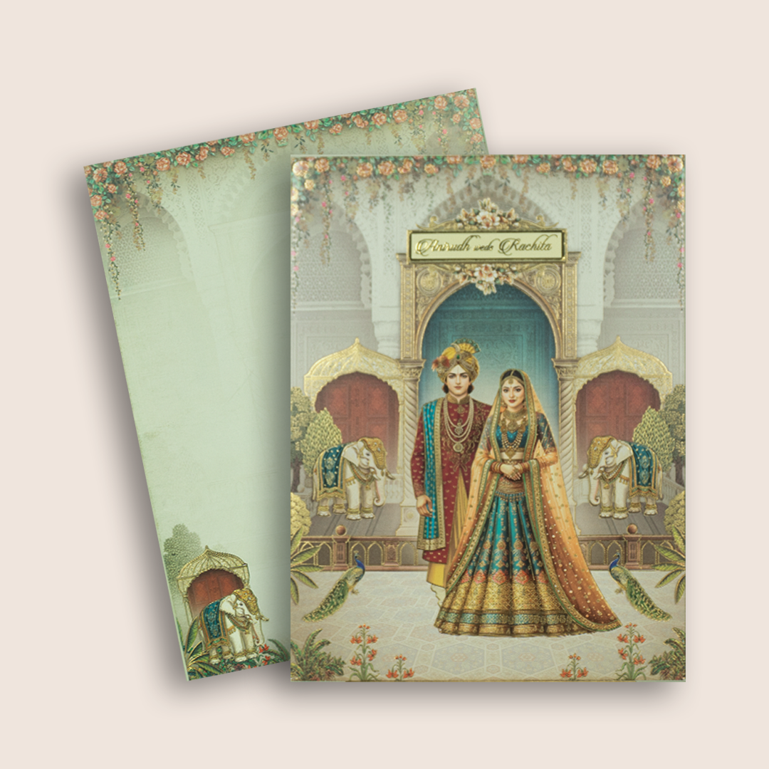 Grey Royal Bride Groom Padded Wedding Card - KAA05680