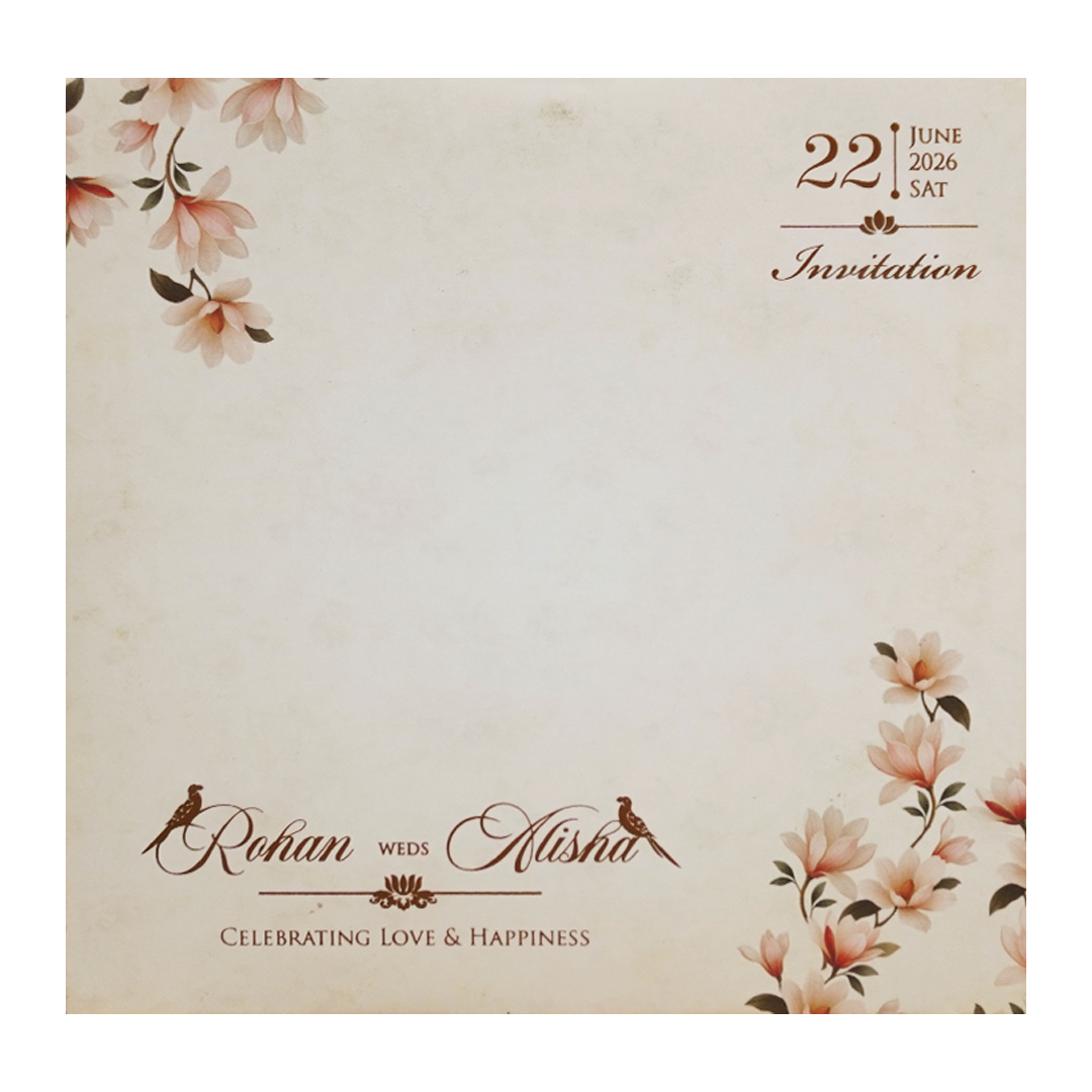 Ivory Cream Floral Laser-cut Wedding Card - KFR16180