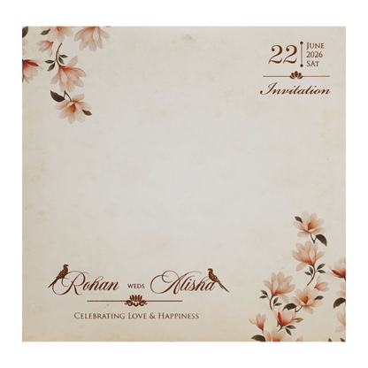 Ivory Cream Floral Laser-cut Wedding Card - KFR16180