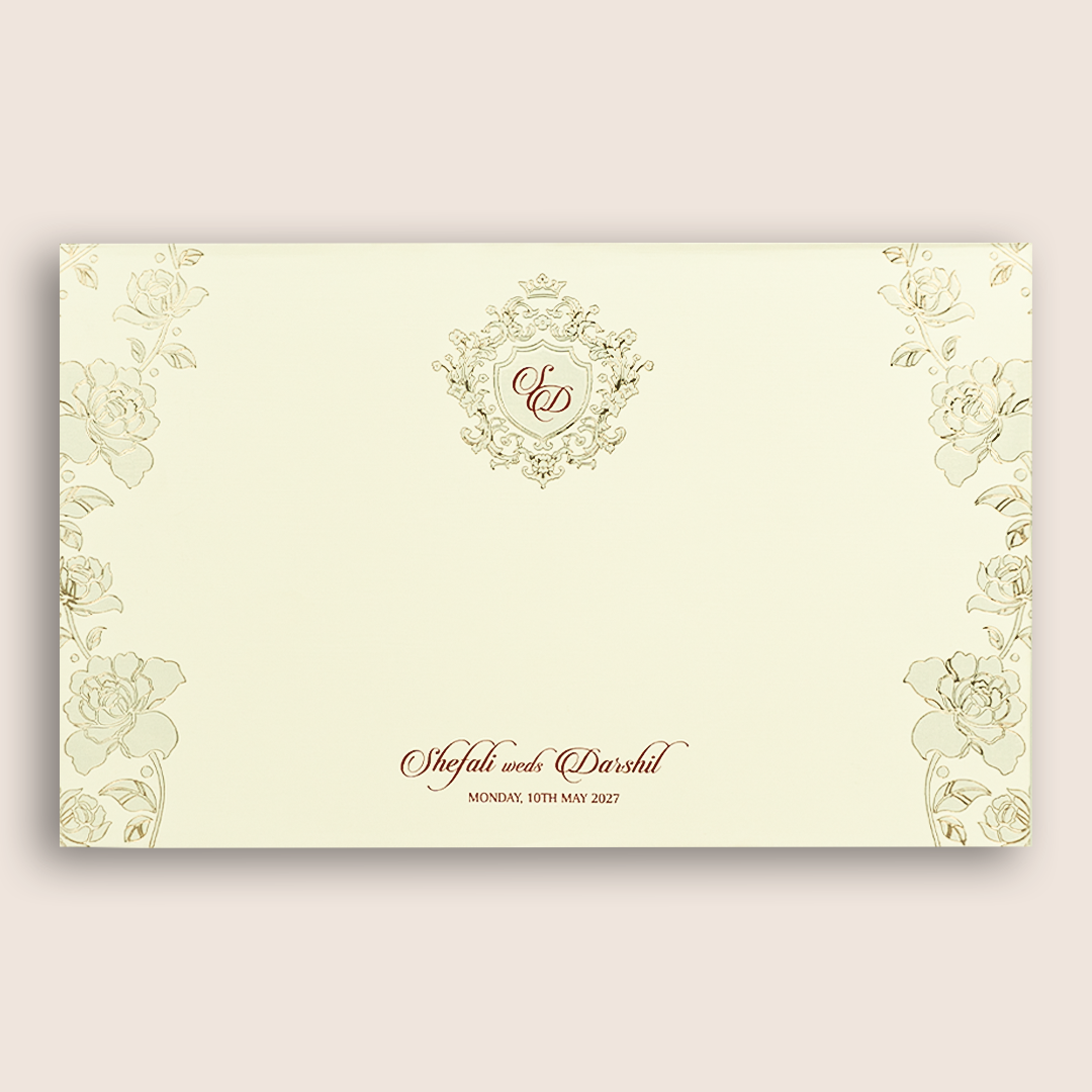 White Embossed Floral Marriage Card - KPR010310