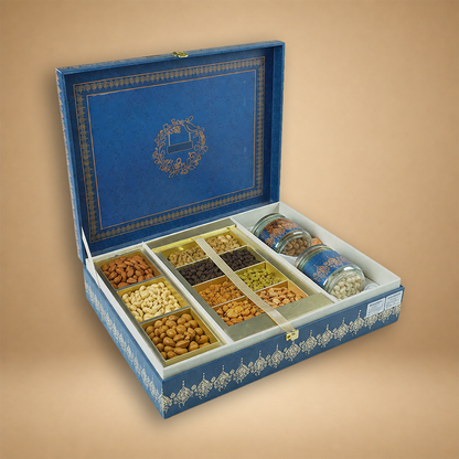 Blue Gold Floral Luxury Invitation Box-KNWD1116
