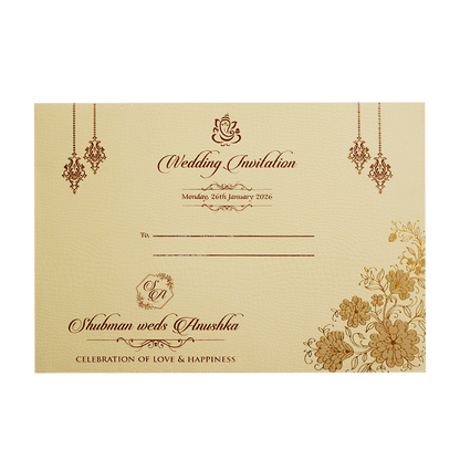 Royal Padded Embossed Gold Wedding Invitation Card-KRB09661