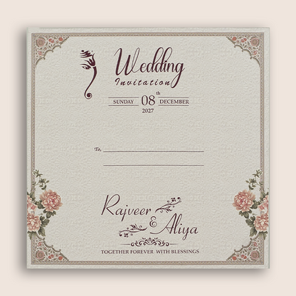 Lavender Floral Door Style Padded Invitation Card - KSH72760