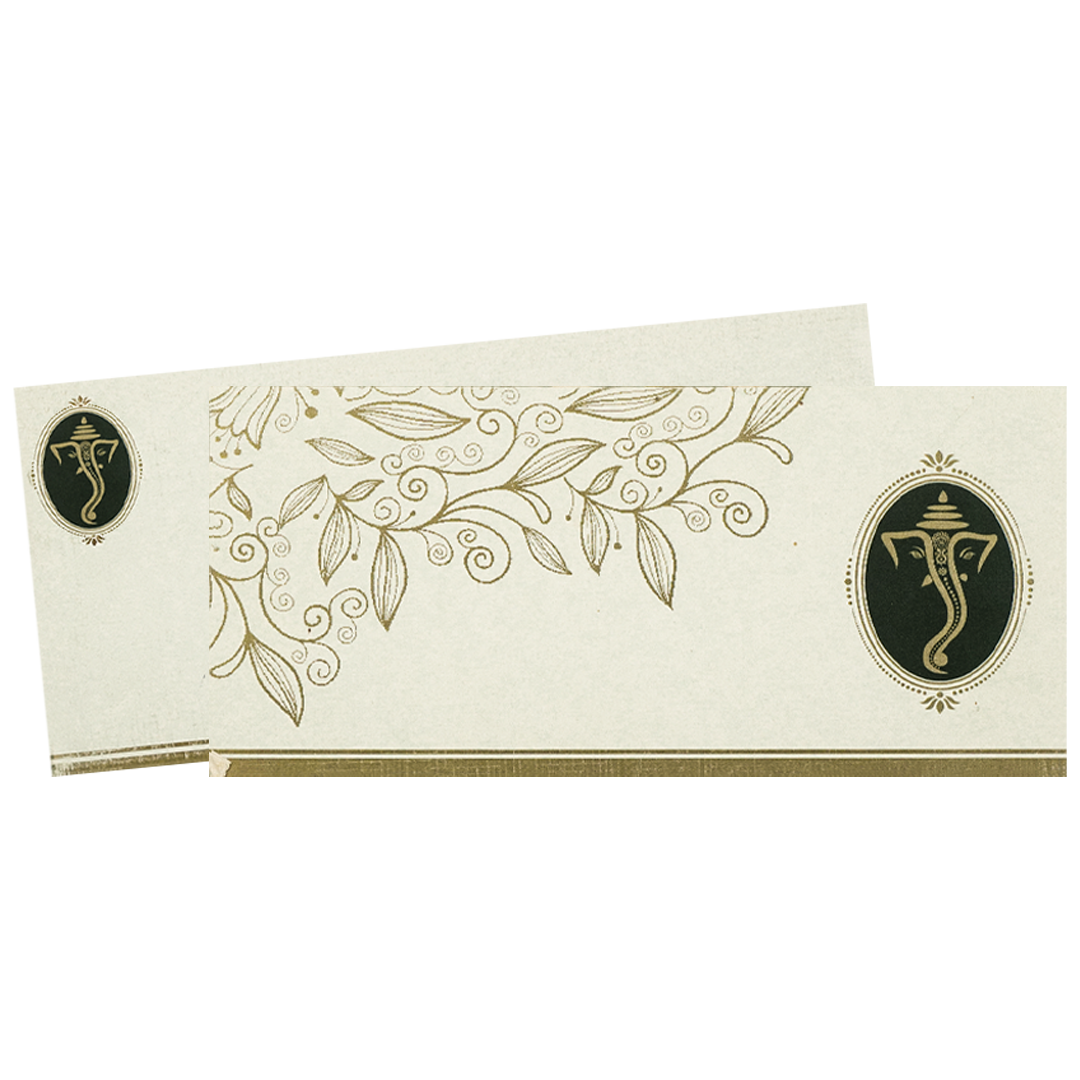 White Floral God Themed Wedding Card-KNK4781