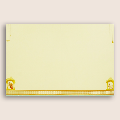Cream South Indian Temple Wedding Card - KNKC6205
