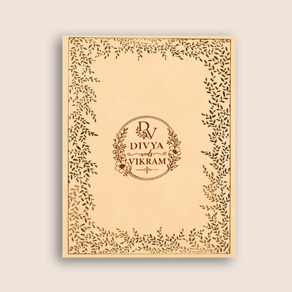 Beige Floral Single Sheet Wedding Invitation - KNPD1904