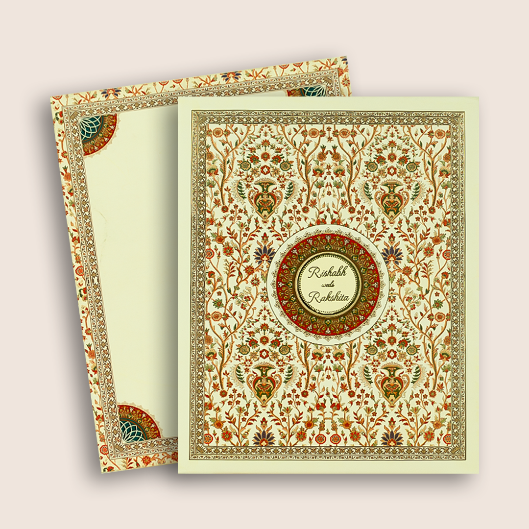 White Floral Padded Wedding Card - KAA05530