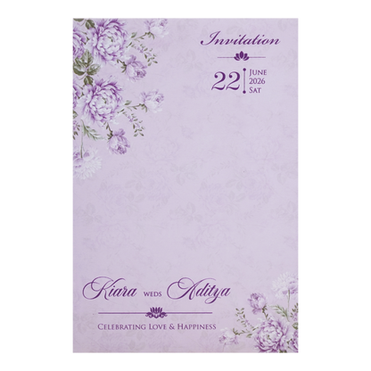 Luxury Lavender Floral Laser-Cut Wedding Card - KFR15100