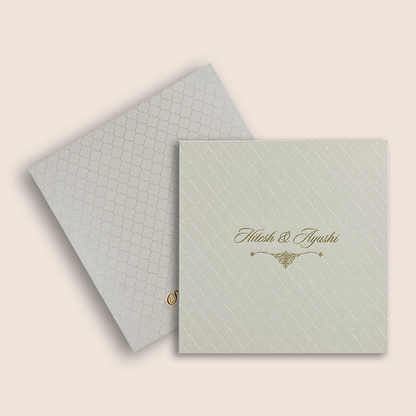 White Floral Padded Wedding Invitation Card - KPR020120