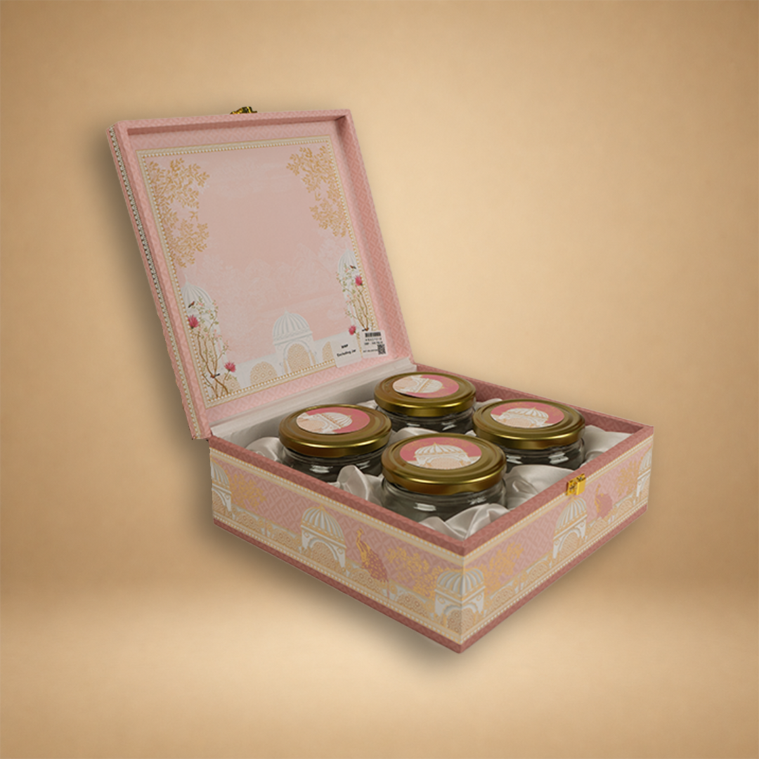 Elegant Pink Floral Jharoka Luxury Sweet Jar Box - KBX27019