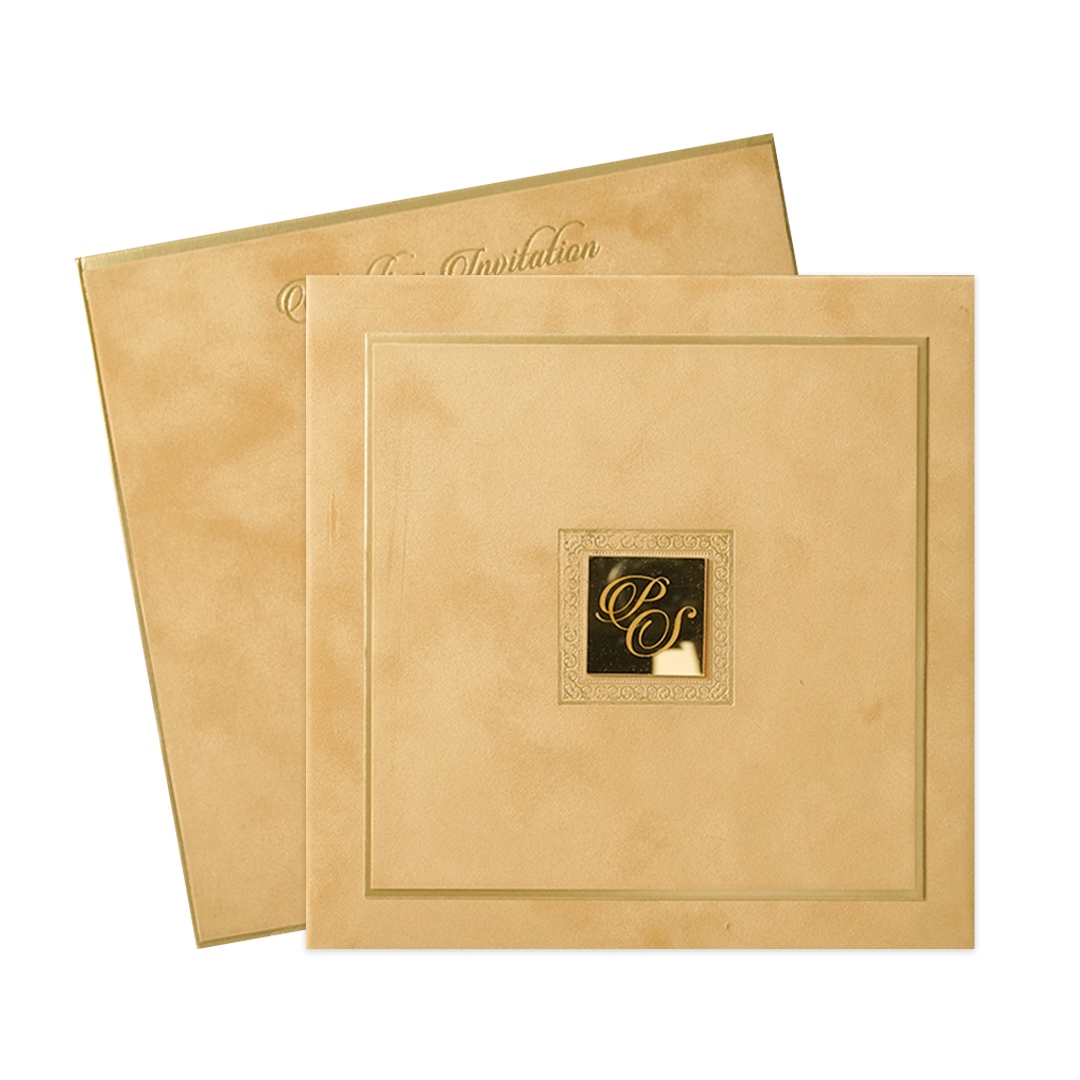 Luxury Gold Square Padded Wedding Card-KMMWD1158