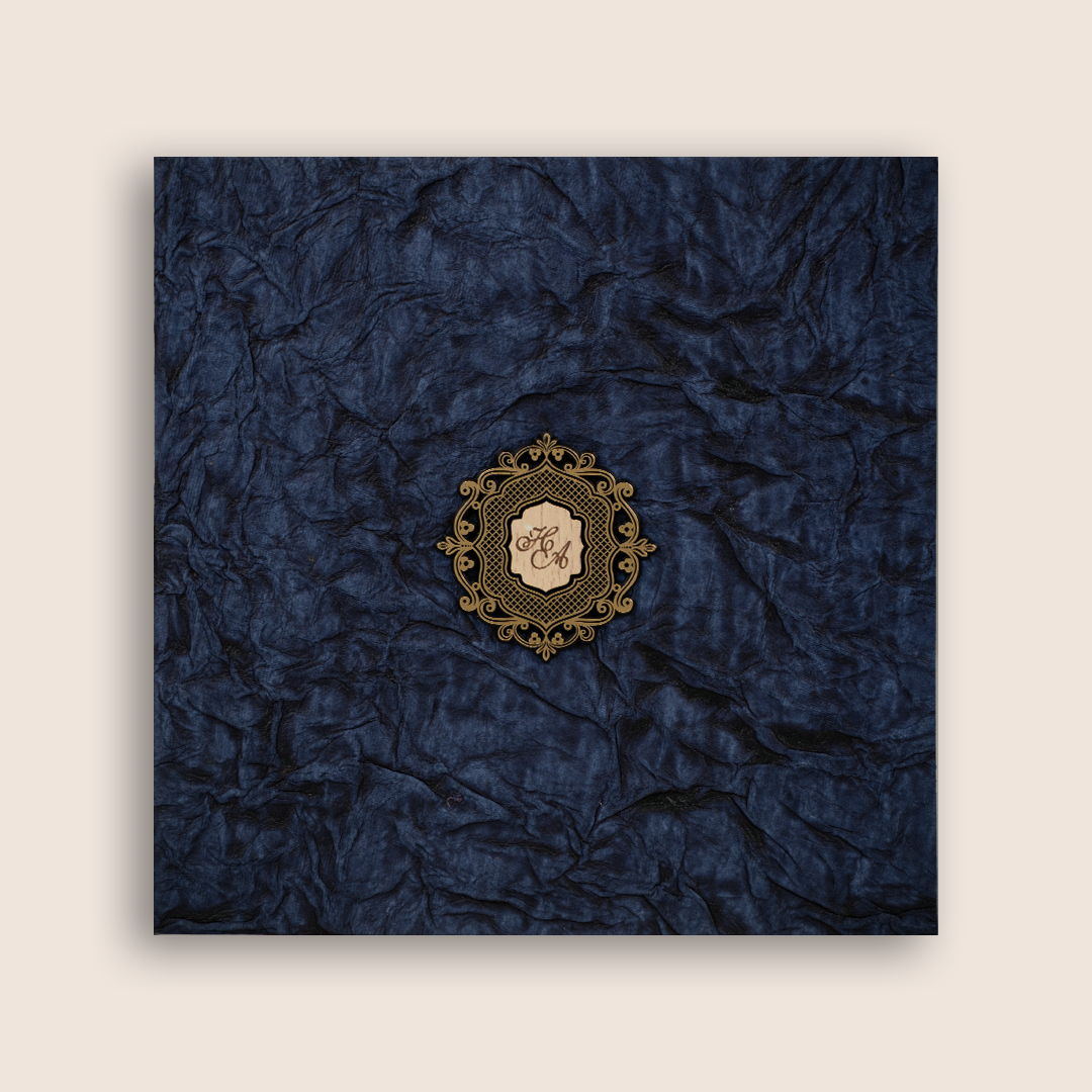 Classic Blue Handmade Paper Invitation Card - KPR07390