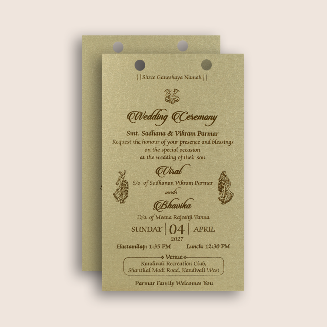 Brown Floral MDF Laser Cut Wedding Card - KMARA620