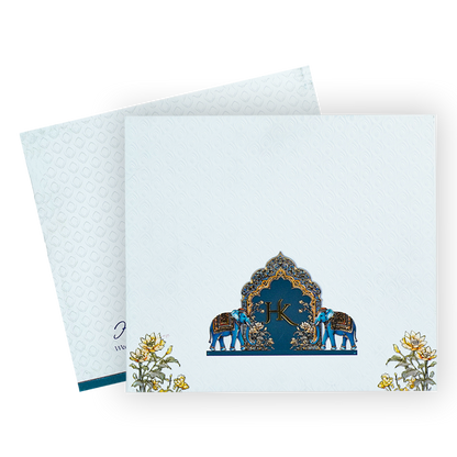 White Padded Floral Wedding Card-KPR25080
