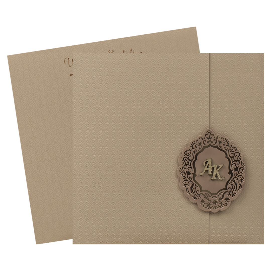 Cream Textured Wedding Card-KSI65100