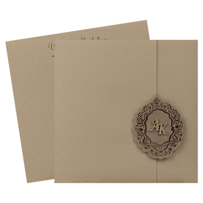 Cream Textured Wedding Card-KSI65100