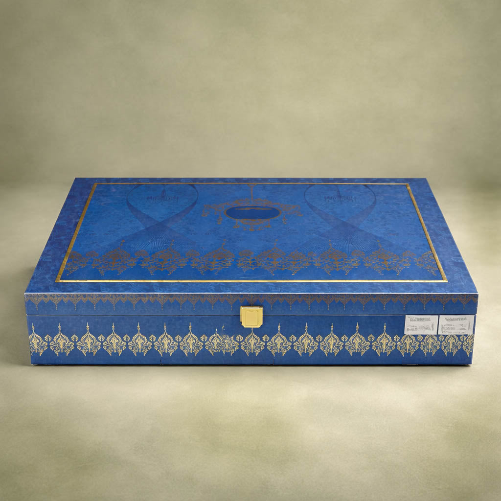 Blue Gold Floral Luxury Invitation Box-KNWD1116