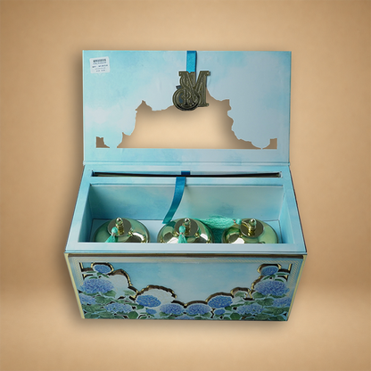 Pastel Blue Premium Floral Luxury Invitation Box - KNLW20244
