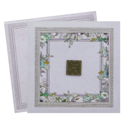 Lavender Floral Padded Wedding Card-KRC31130