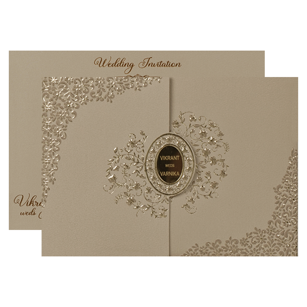 Pink Gold Ornate Floral Wedding Card-KSI64780