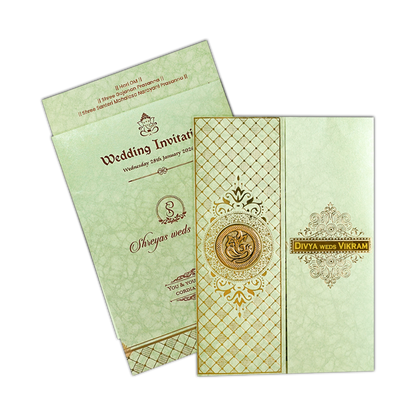 Classic Green Gatefold Wedding Card-KNKR040N