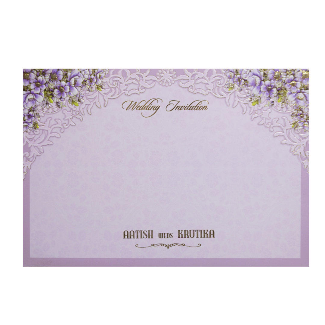 Lavendar &amp; Gold 3D Hindu Wedding Ceremony Card-KMMEX8200