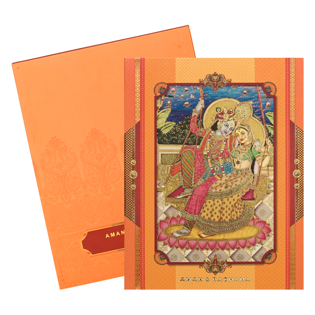 Orange Radha Krishna Swing Padded Wedding-KBM05050