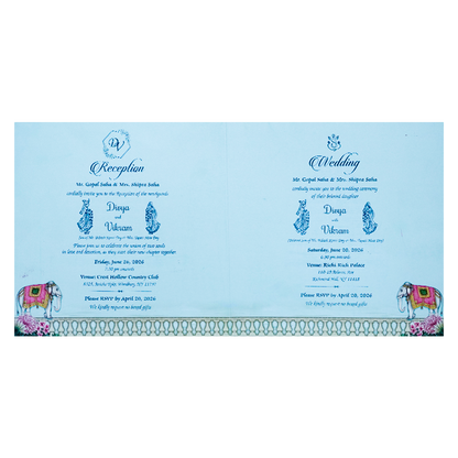 Blue Temple Elephant Wedding Card-KNKD8112