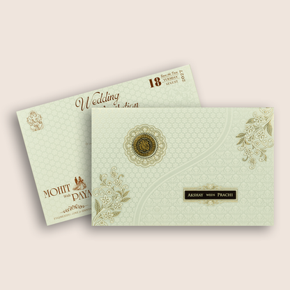 White Embossed Floral Padded Marriage Card - KSH27230