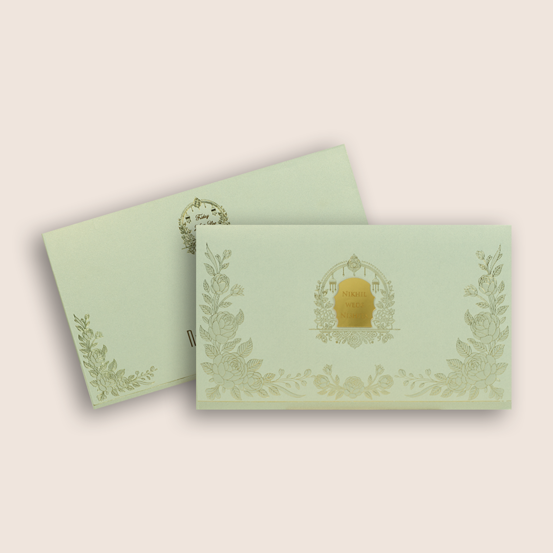 Grey Embossed Floral Invitation Card - KPR07560