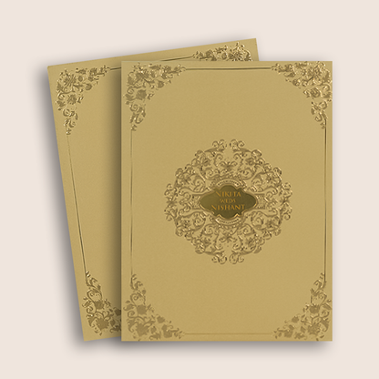 Sandal Padded Floral Wedding Invitation Card - KAA06410