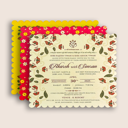 Maroon Premium Floral Luxury Invitation Box - KNLW202557