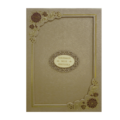 Gold Embossed Floral Padded Wedding Card-KRB09670