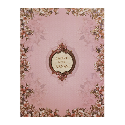 Blush Pink Padded Floral Wedding Card - KVN07670
