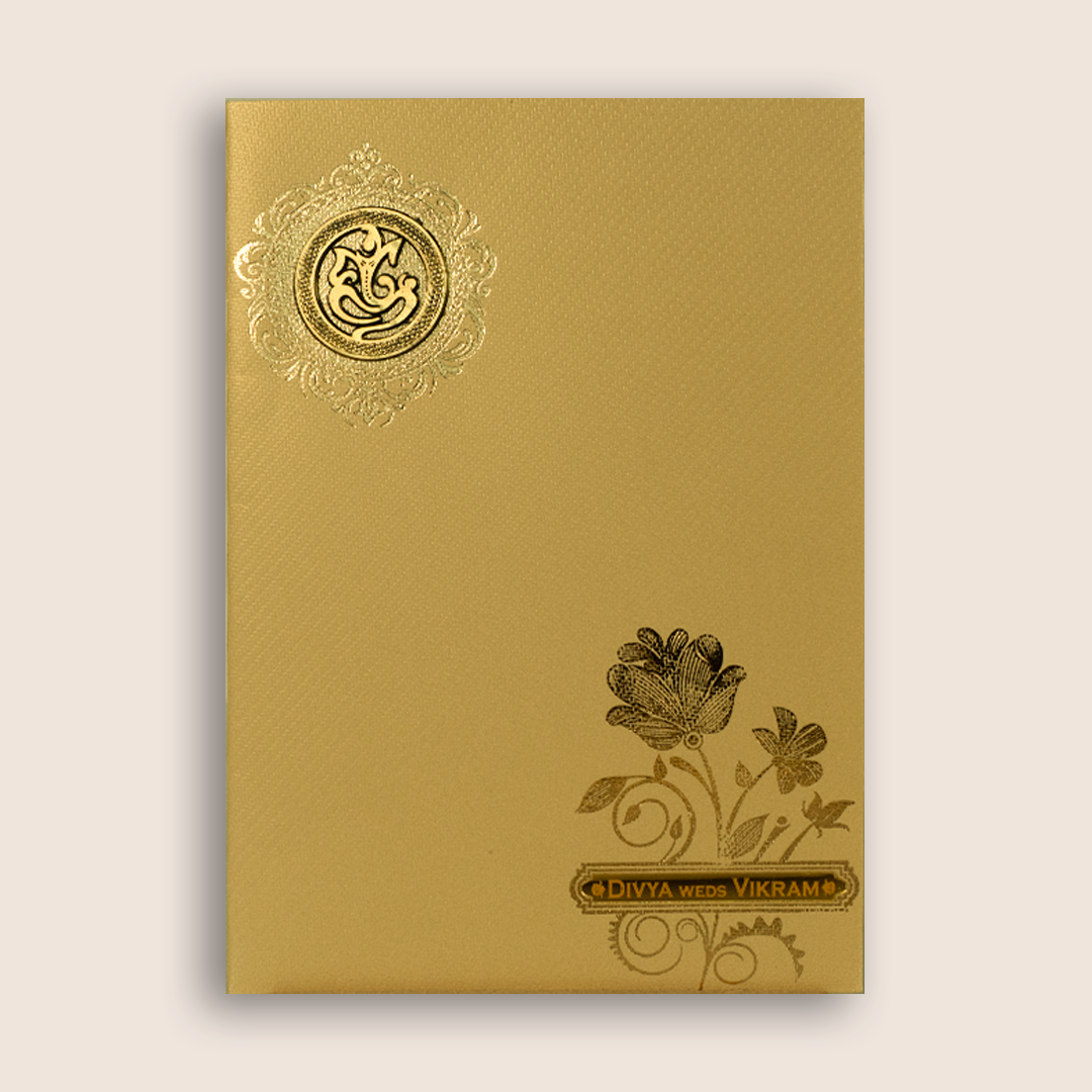 Gold Floral Invitation Card-KNKTG030