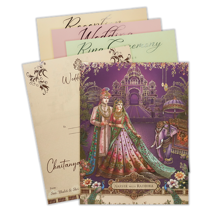 Purple Palace Padded Wedding Card-KSH73130