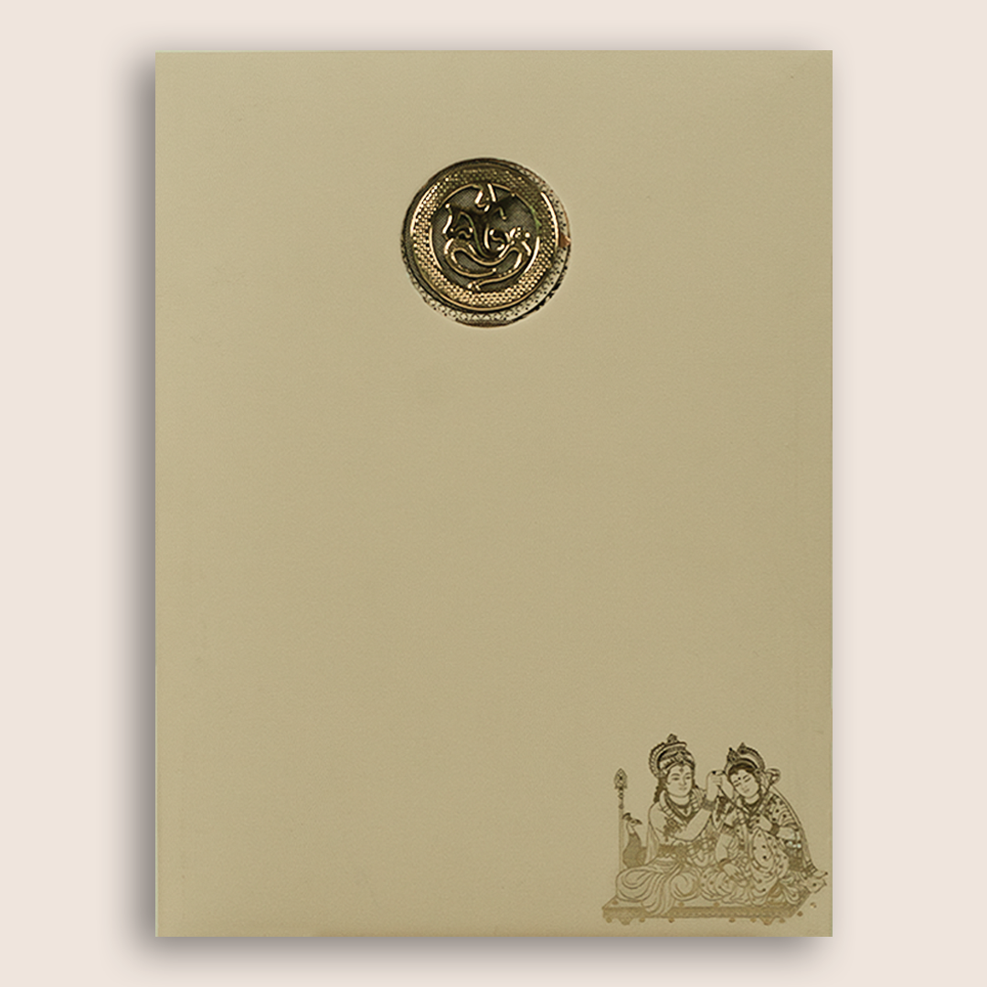 Peach Lord Karthikeya Valli Wedding Card - KNRR8710B