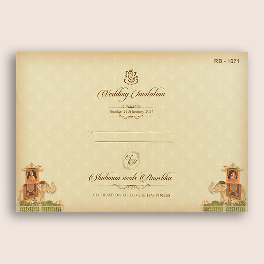 Brown Bride Groom Padded Door Style Wedding Card - KRB10710