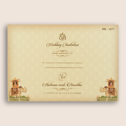 Brown Bride Groom Padded Door Style Wedding Card - KRB10710