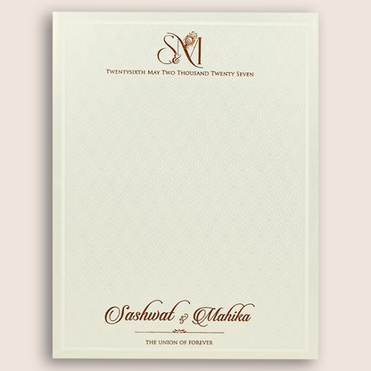 White Embossed Floral Padded Wedding Card - KRE29280