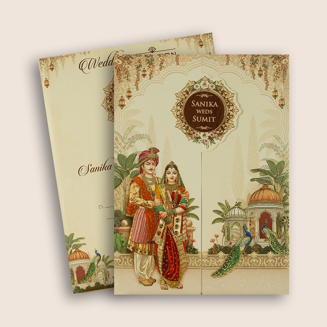 Cream Bride Groom Door Style Wedding Invitation - KSH27140