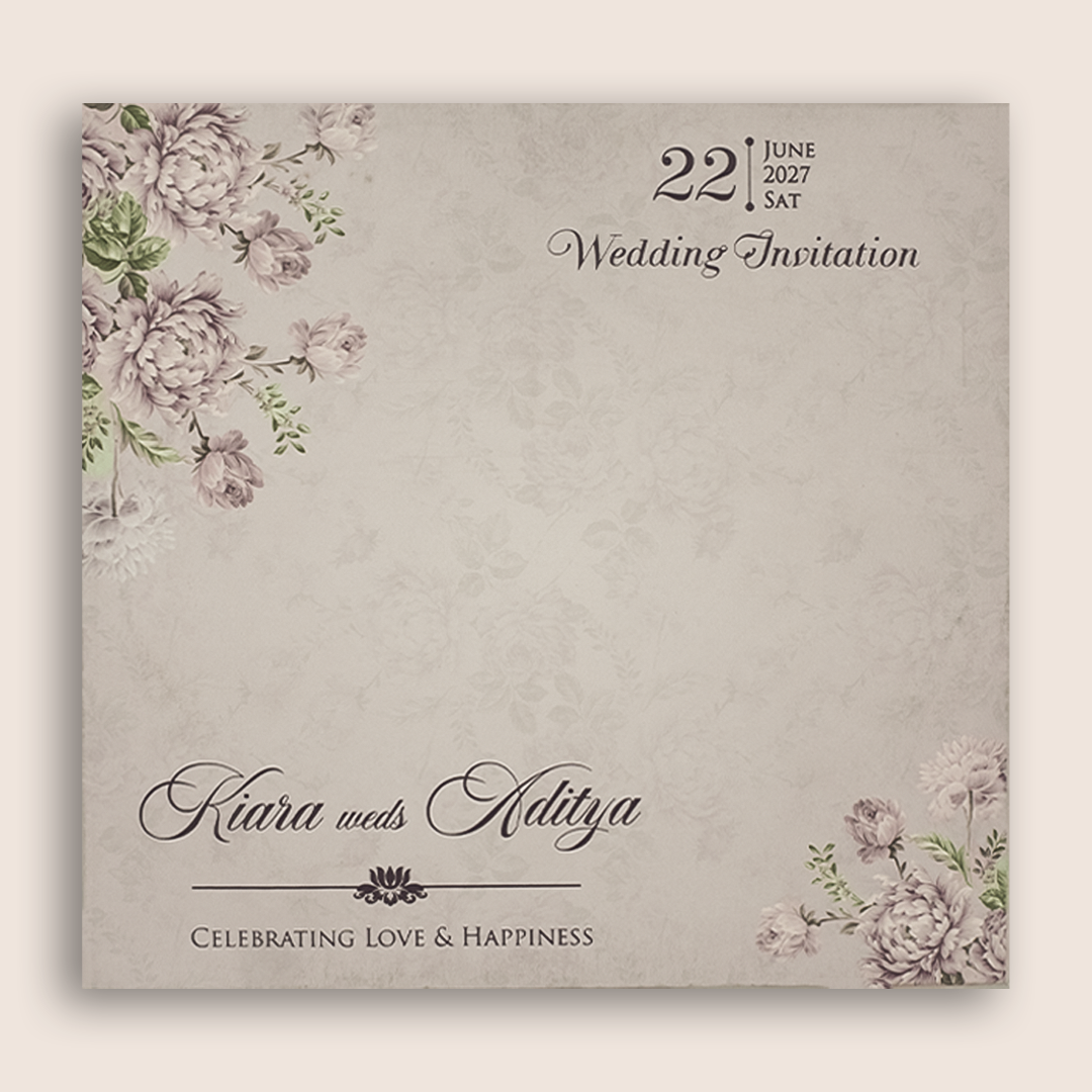 Lavender Floral MDF Laser Cut Wedding Card - KFR17150