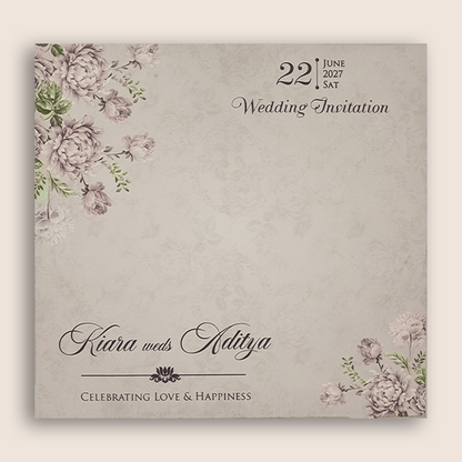 Lavender Floral MDF Laser Cut Wedding Card - KFR17150