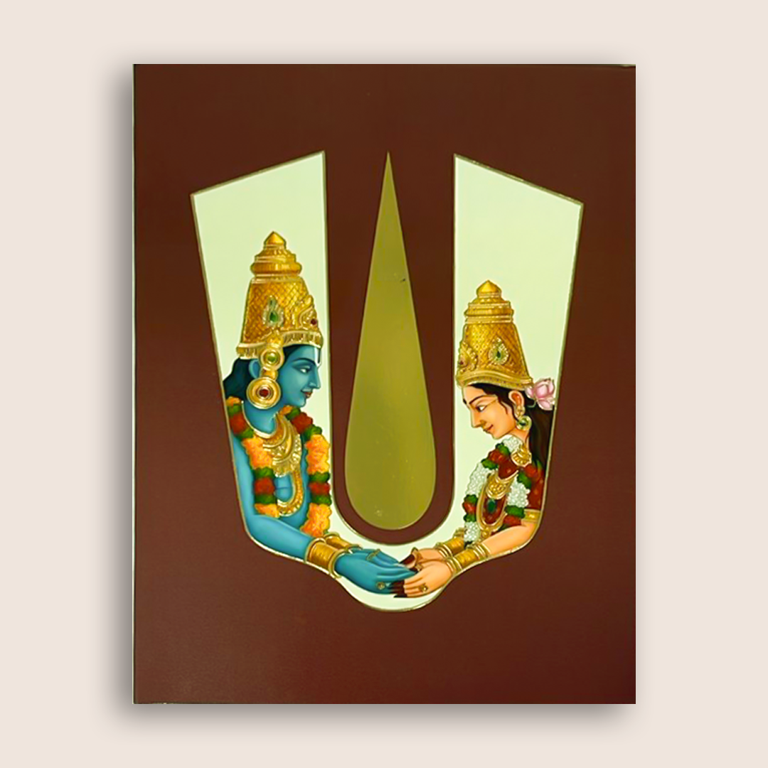 Brown Vaishnava Nama Balaji Padmavathi Wedding Card - KNKC6206