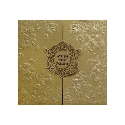 Metallic Gold Door Style Wedding Card-KPR06080