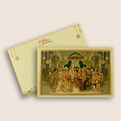 Sandal Lord Balaji Padmavathi Padded Wedding Card -  KNAK4706