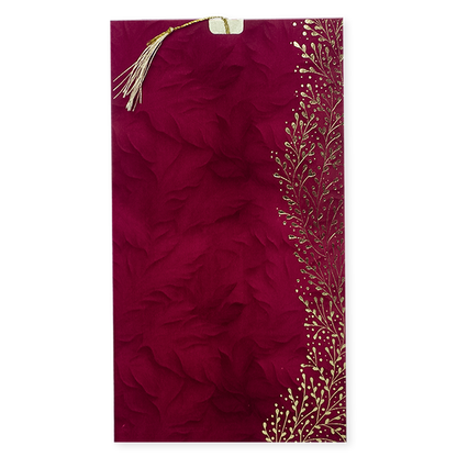 Maroon Floral Single Sheet Wedding Card-KNPD1252