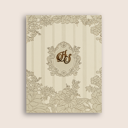 White Elegant Floral Embossed Padded Wedding Card - KPR010180